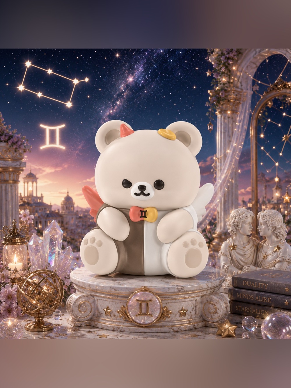 MOLYNK Gemini Zodiac Bear | Starry Dream Overture | Kawaii Slow-Rise Squishy